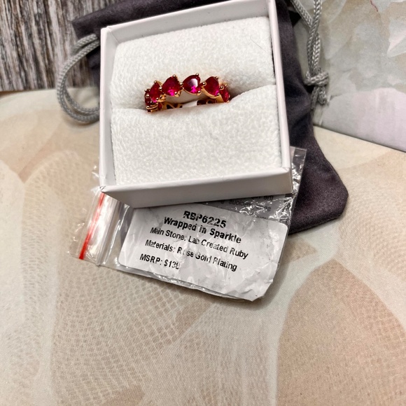Bomb Party "Wrapped In Sparkle" Lab Created Ruby + Rose Gold Plating - Picture 6 of 6
